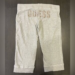 Y2K GUESS Women’s Grey‎ Terry Cloth Cropped Pants w Metallic Logos Large